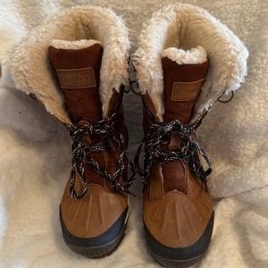 Bear Paw snow boots; woman’s size 8; brown and black